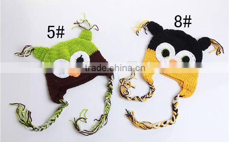 2015 kids owl animal hat Winter Crochet Hats handmade cartoon knitted hat