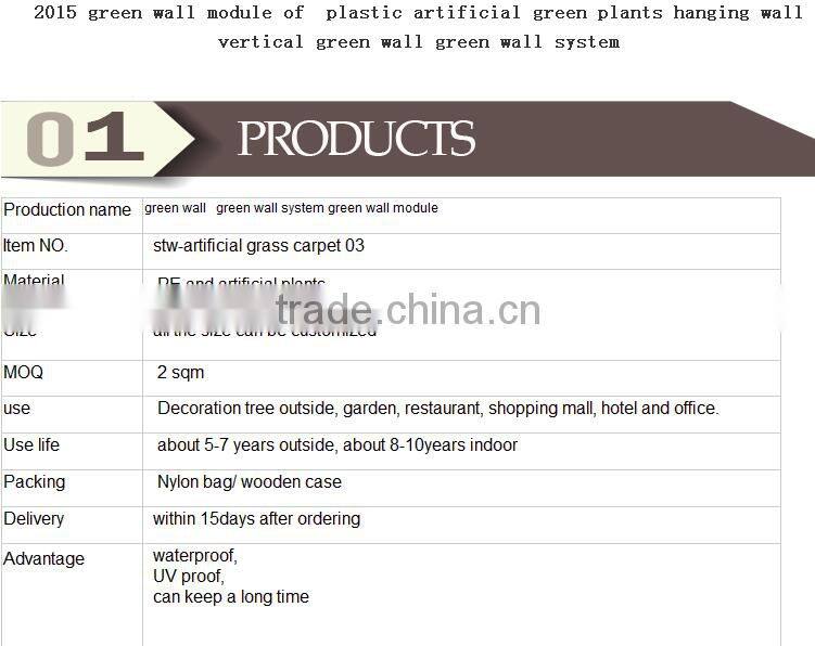 Green artificial garden plant wall