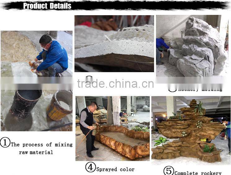 Factory design large outdoor artificial fiberglass decoration waterfall rocks for gardens