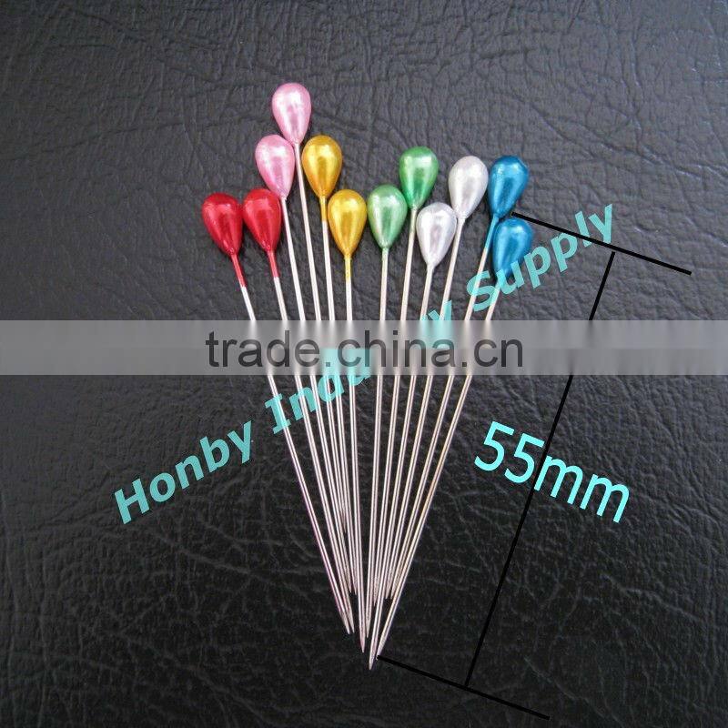 55mm pearl colors of waterdrop head decorative sewing pins