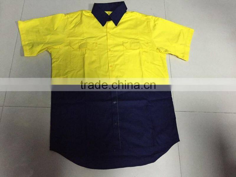 OEM custom Short Sleeves 100% cotton safety uniform Hi Vis reflective work shirts
