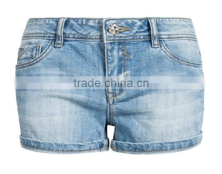 2015 Classic Cotton short wash denim jeans for women