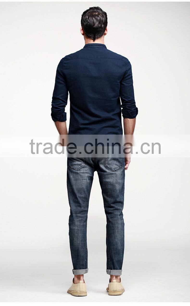 2015 Pure color autumn man united buiness men shirt