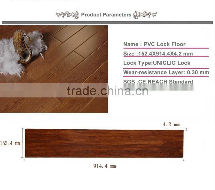 Eco-friendly click lock plastic PVC vinyl floor(PVC flooring)