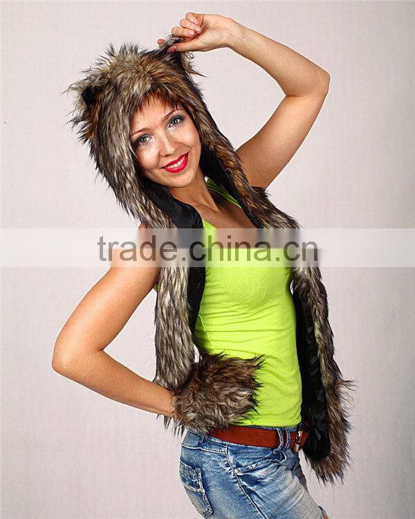 New latest Profession manufactuer animal hood hat gloves for kids