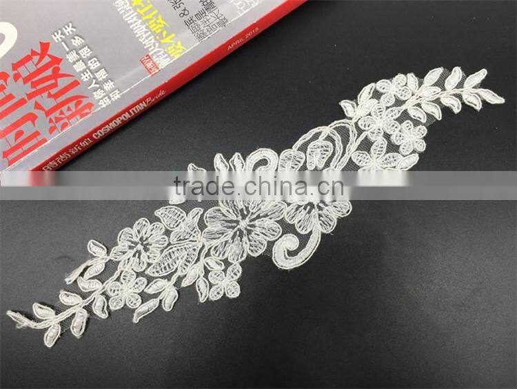 Wholesale exquisite bridal lace applique Embroidery Lace White Applique