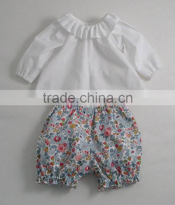 Wholesale Baby Girl Set White top and Printed shorts Import Baby Clothes China