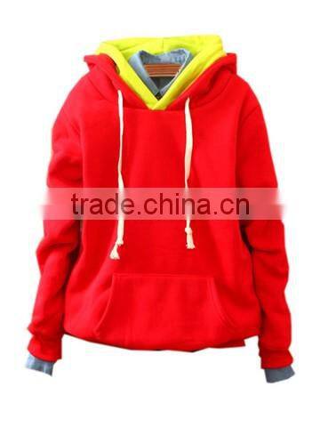 2 player Color Block hooded Style Slim Thicken winter warm Hoodie for ladies