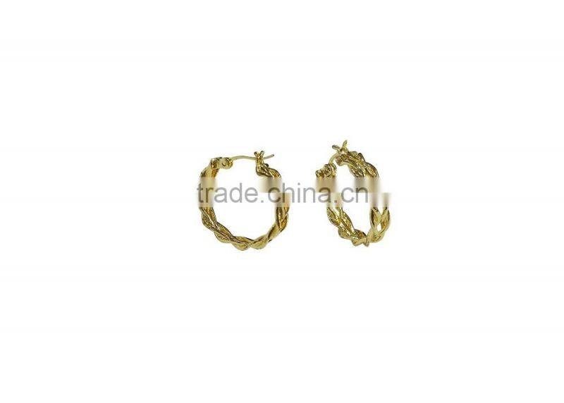 Fasionable micron finish brass Gold Plated Hoop Earrings