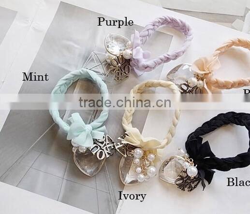 fabric cloth Bracelet with gold charm, silk cloth Bracelet with evil eye bead charm new design fabric bracelet