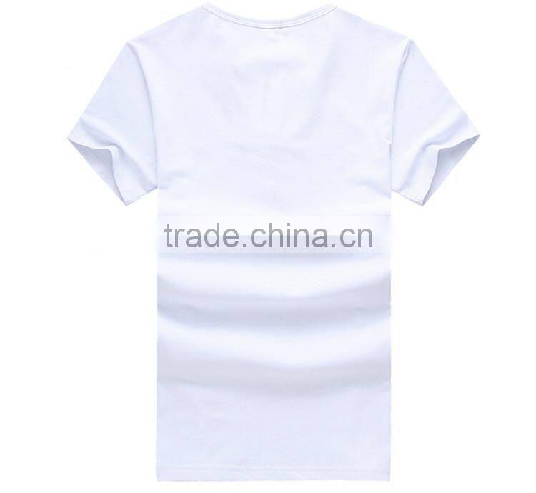 China Factory Latest Style 180 Grams Short Sleeve Round Neck Cotton Black Men Blank Zip T-Shirt