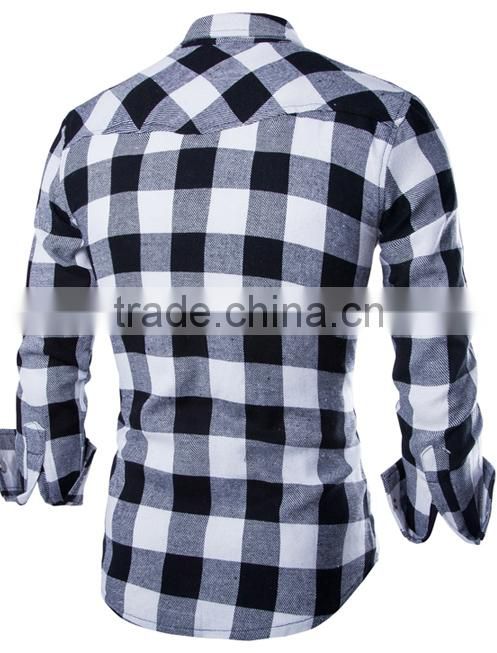 OEM big check high visibility flannel shirts for men with double pockets