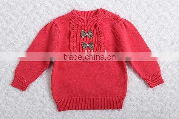 Korean style bowknot decorated pullover sweater girl cotton knitting clothing