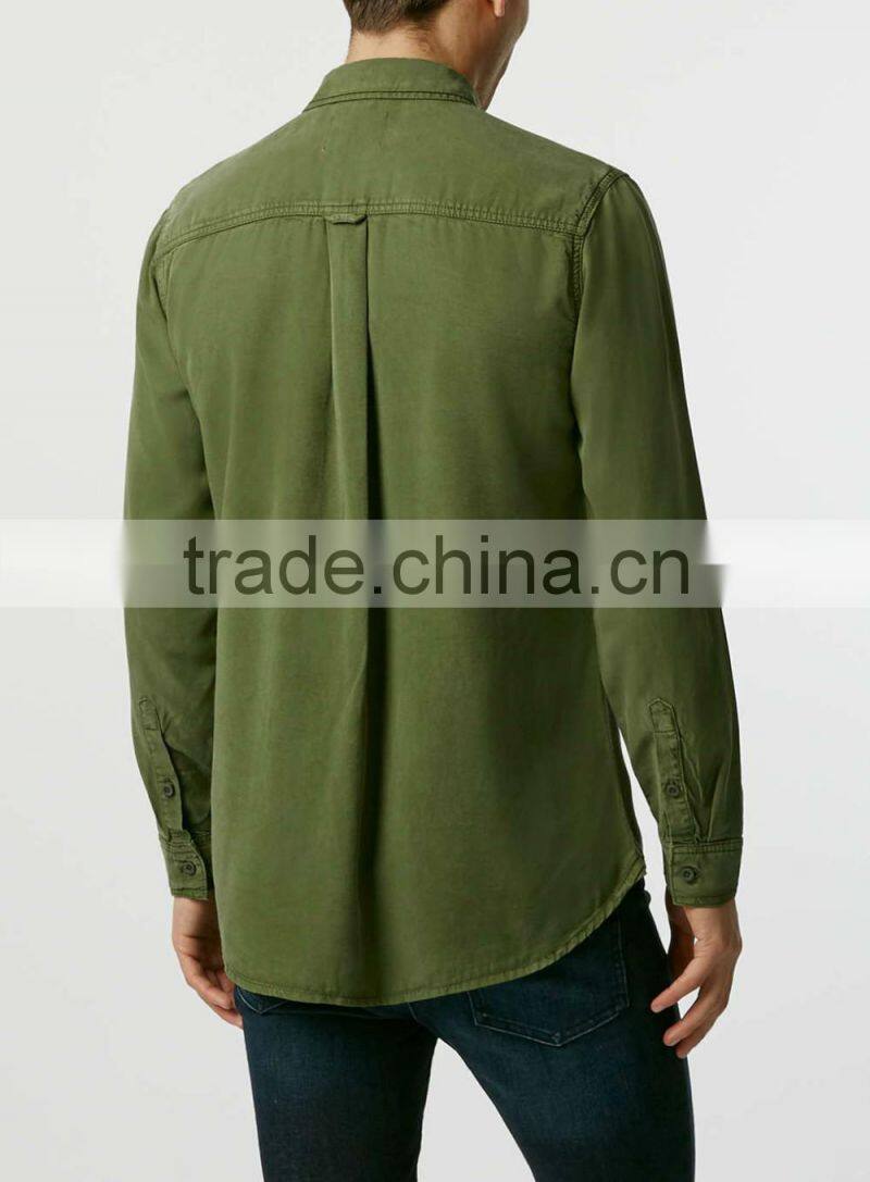 man green pocket shirt long sleeve flannel shirt