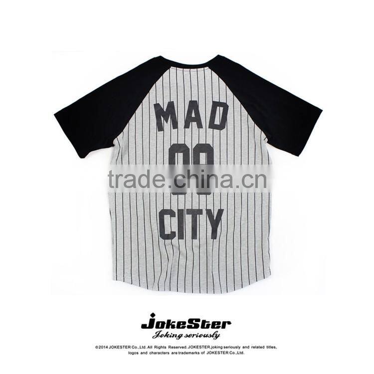 2017 wholesale plain 100% cotton striped baseball jersey shirts