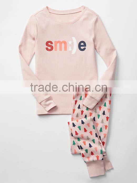 Girls pajama with knitted top and flannel pant