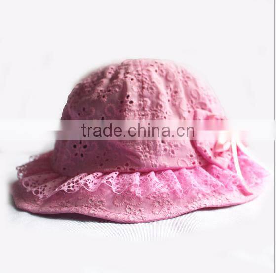 Baby lace little girls princess lace hollow out bowknot kids sunhat