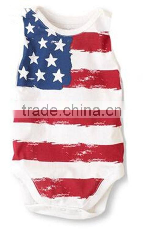 2016 baby clothes romper July 4th new fashion design baby jumpsuits & bodysuits plain cotton manufacturer guangzhou