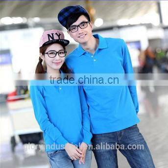 New design couple long sleeve pique polo shirt