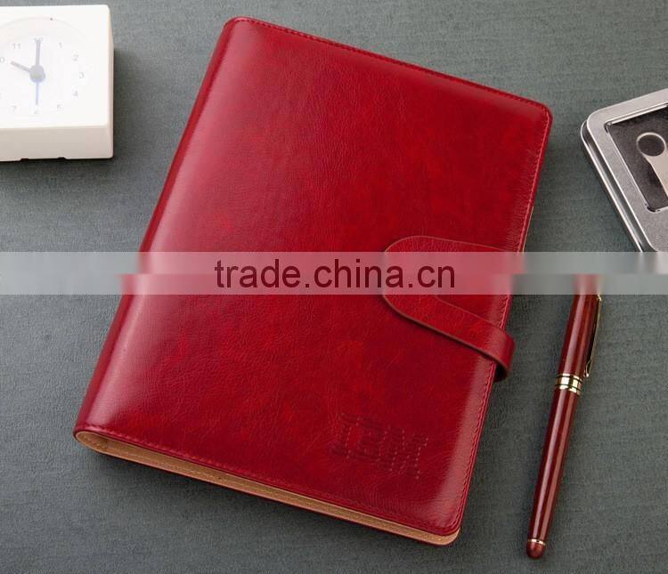 25K PU leather planner with metal buckle custom business organizer agenda emboss/gold stamp logo