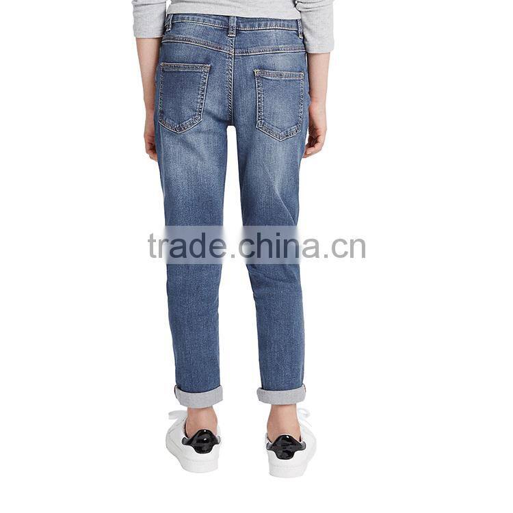 2017 Hot new product pure denim skinny children new style fashion girls jeans for wholesale