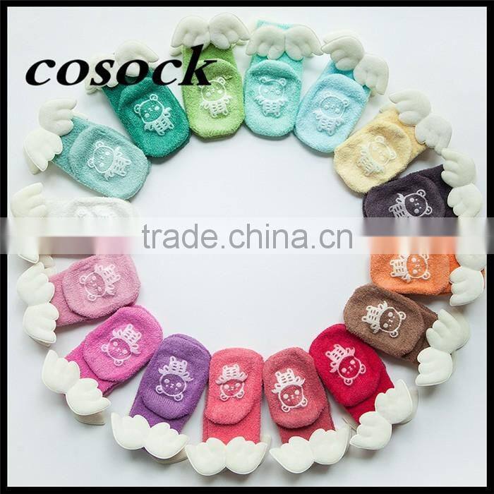 Rainbow color baby clothes little angel fuzzy non-slip socks for newborn infant
