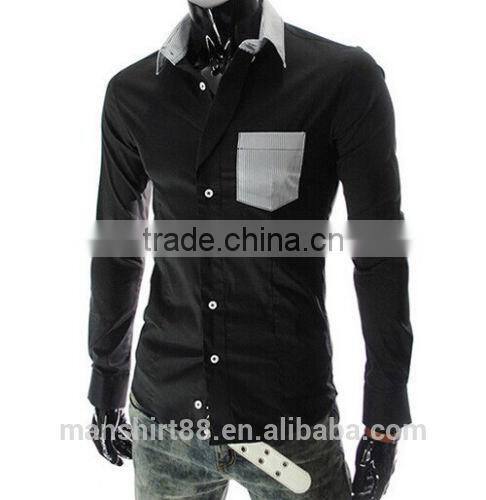 New Mens long sleeve contrast color Slim Fit casual Shirt