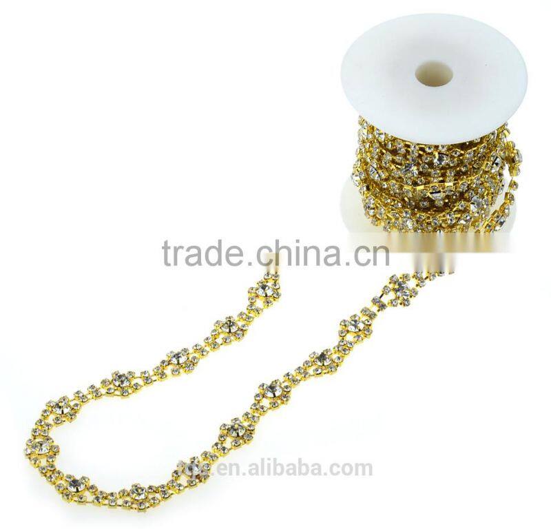 Acrylic Stones Cup Chain Tibbons Embroidered with Rhinestones