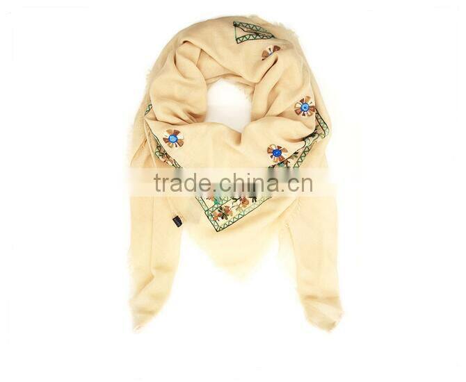 hot sale square headscarf pure cotton embroidery shawl scarf muslim hijab scarf for women
