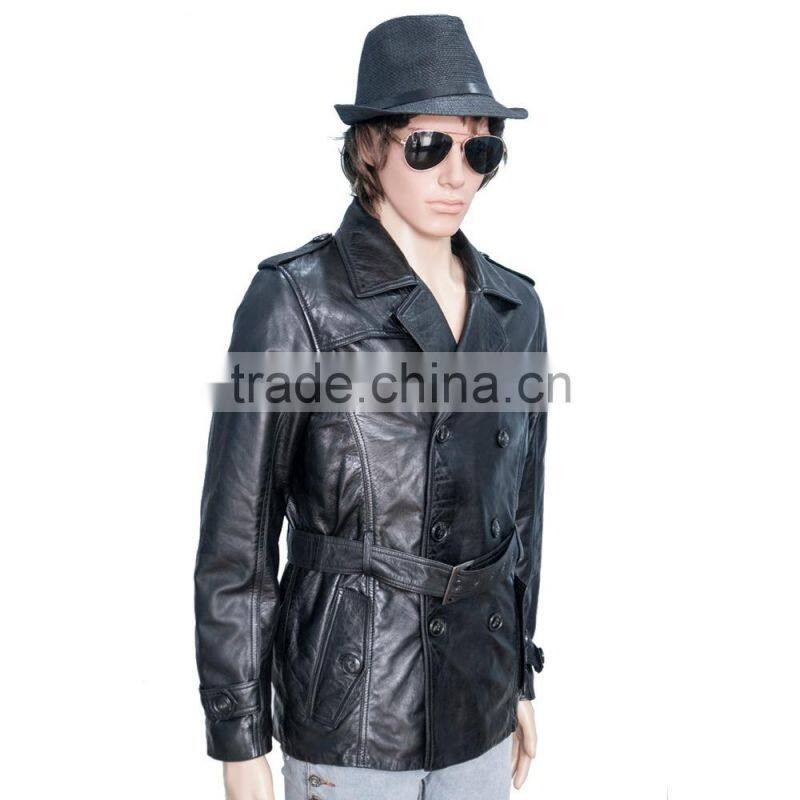 DOUBLE PRESS OFFICER LEATHER COAT SHEEP LEATHER