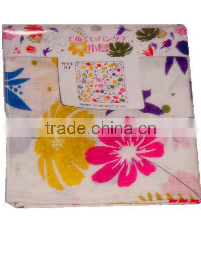 fashion soft lady polyester / cotton screen printed head scarf