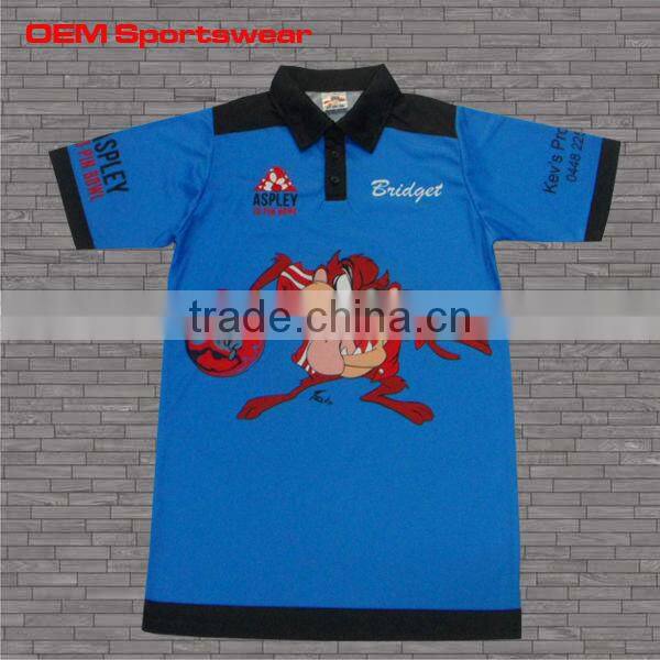 Short sleeve sublimated bowling shirts for kids