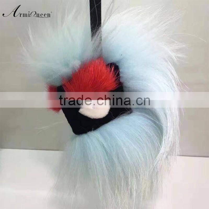 High quality fashion colorfur raccoon fur key chain accessories for bag