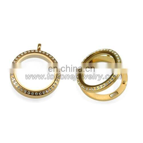 Fashion glass locket stainless steel jewelry initial pendant