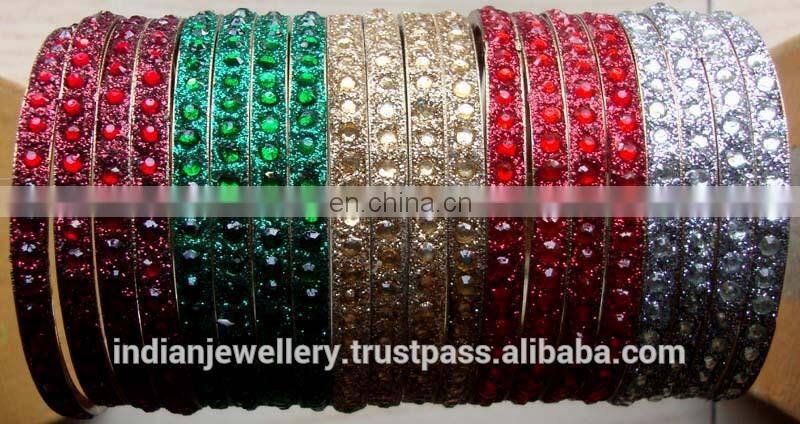 Crystal rhinestone jewelry handmade brass bangle manufacturer, rhinestone jewellery bangle exporter