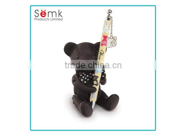 Hot sale animal design bear shape custom plastic pen & pen holder