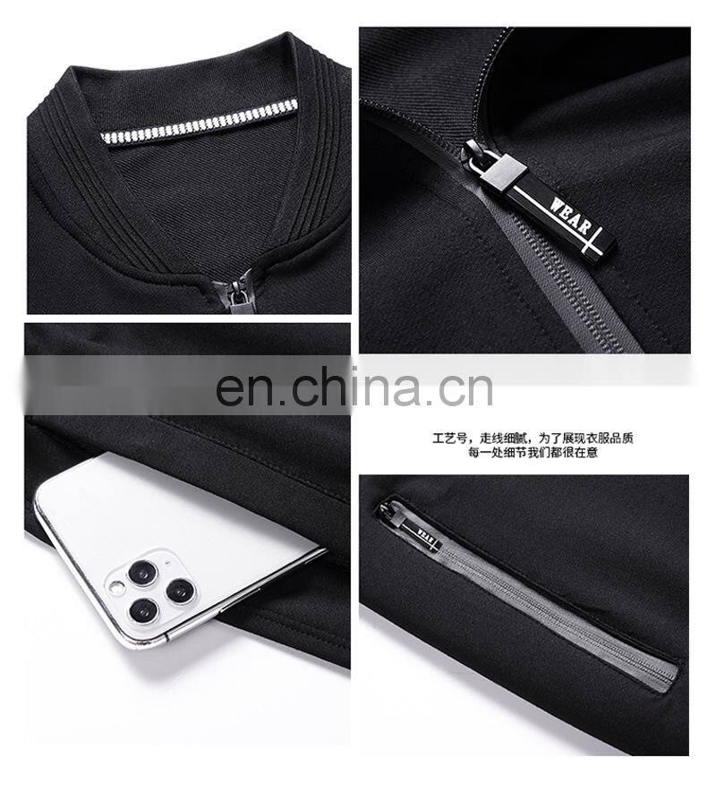 Wholesale customized men's casual spring and autumn stand-up collar baseball uniform fashion sports men's running two-piece suit