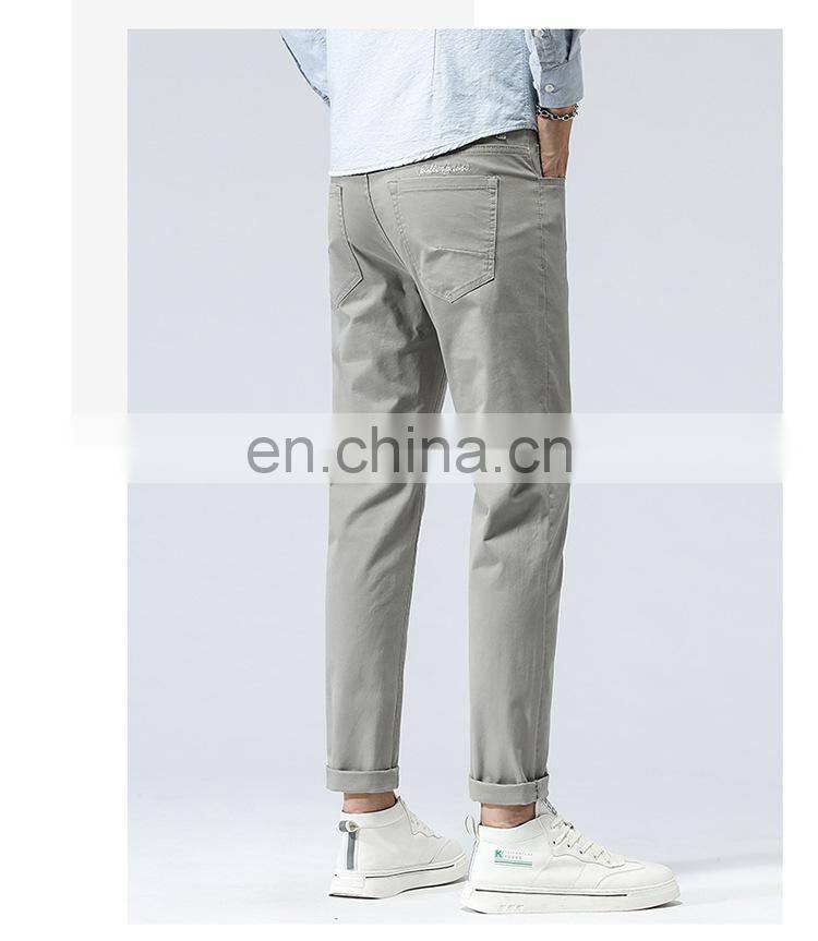 Customized LOGO men's 100% cotton high-quality spring and autumn new slim stretch foot pants plus size men's casual pants