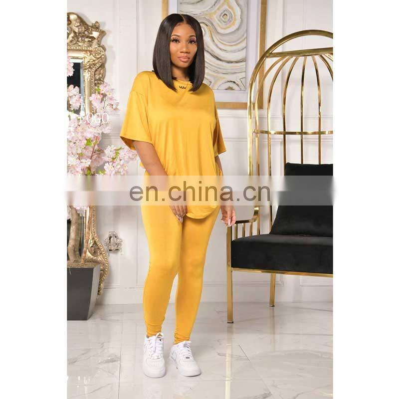 Manufacturer customized women's summer new casual comfortable loose short-sleeved t-shirt + trousers sports 2-piece set of jogge