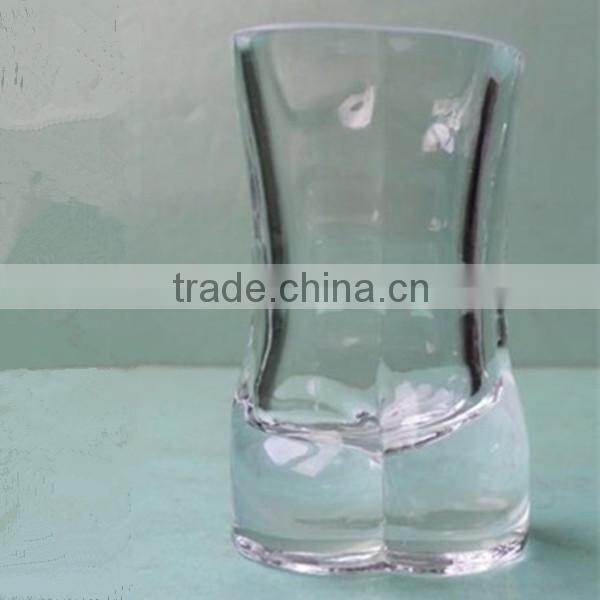 Handmade mouth blown clear male body sexy shot glass hot with 50ml volume