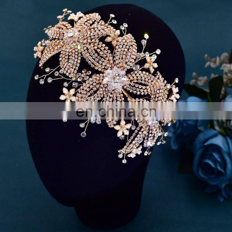 Flower Bridal Crown Tiara Rhinestone Wedding Hair Jewelry Bridal Hair Accessories Luxury Crystal Bridal Headwear