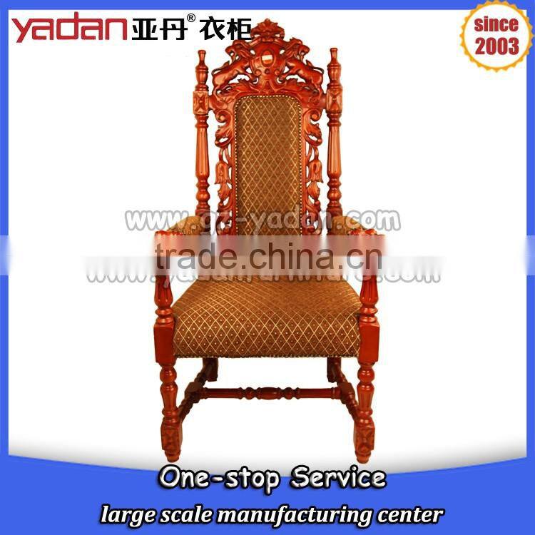 church wood frame furniture king throne chair with armrest made from China