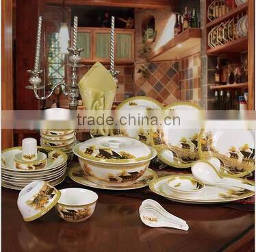 56 pcs gold china porcelain dinner sets
