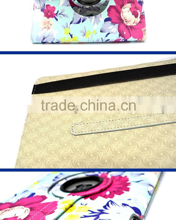 Printed Rose Garden Rotating Tablet Case For iPad 4