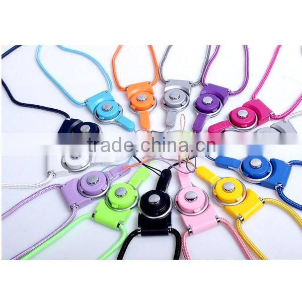 Luxury separable rotate ring mobile phone chest strap hang around neck , mobile phone finger strap , cell phone case neck strap