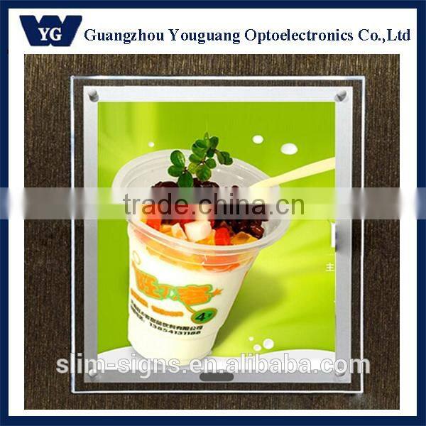 Acrylic super slim crystal led light box,slim plexiglass picture frame,