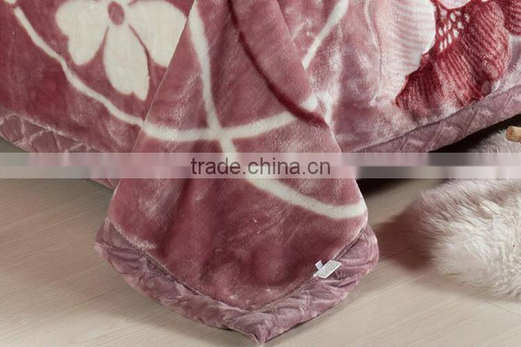 Winter twin size cheap custom big flower design blanket