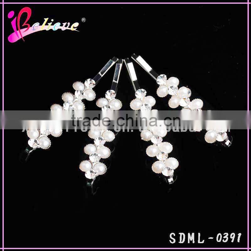 Cheap fashion hair clip accessories ladies rhinestone hair clip pearl hair pins