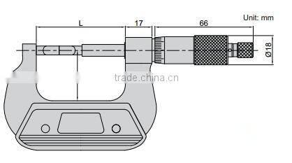 Insize 3232-25AC Blade MIcrometer, Ratchet stop, 0-25mm Range