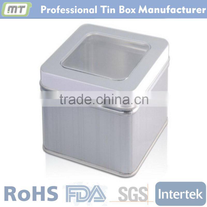 cute square condom metal box with window